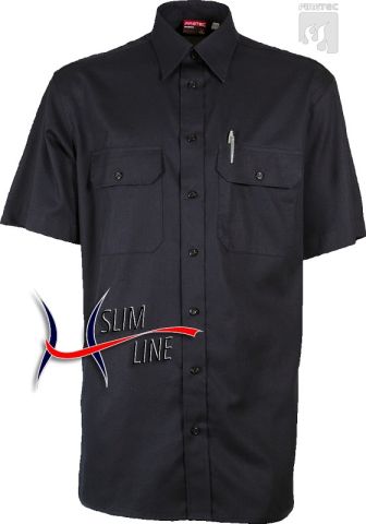 Diensthemd SLIM, Fb. Schwarzblau, 1/2-Arm inkl. Stick