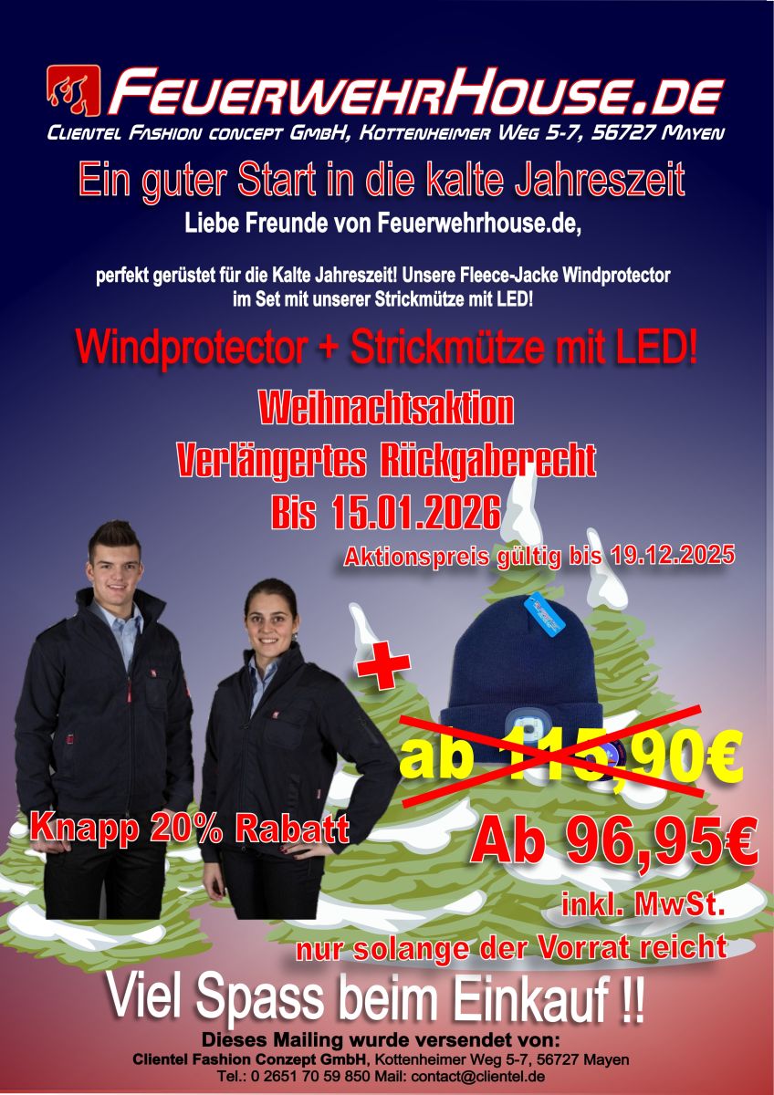 Fleecejacke Windprotector + Strickmütze Lightrunner